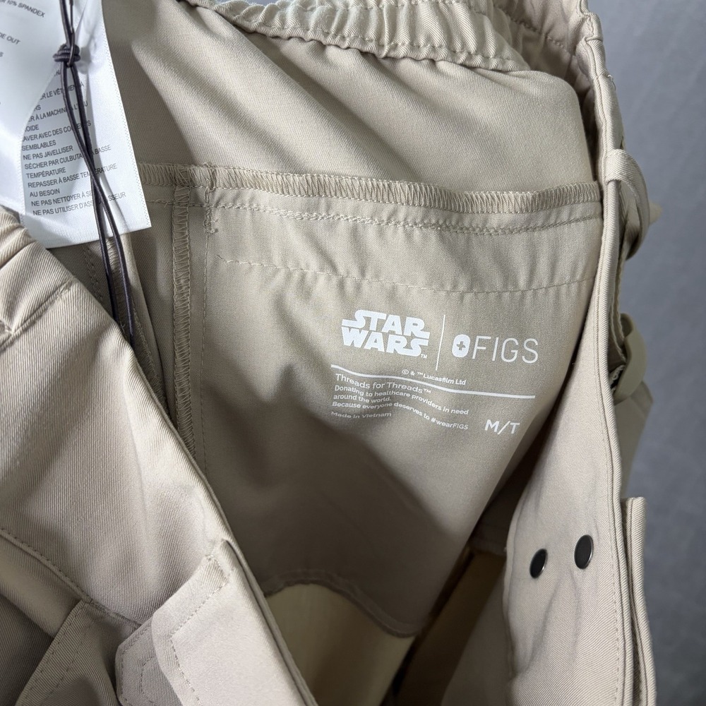 Figs Star Wars Womens Medium Tall The Armorer Wide Leg Cargo Scrub Pants Beige - Picture 8 of 8